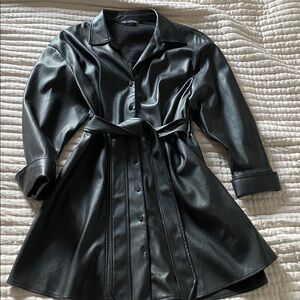 Zara Black Faux Leather Mini Dress / Jacket